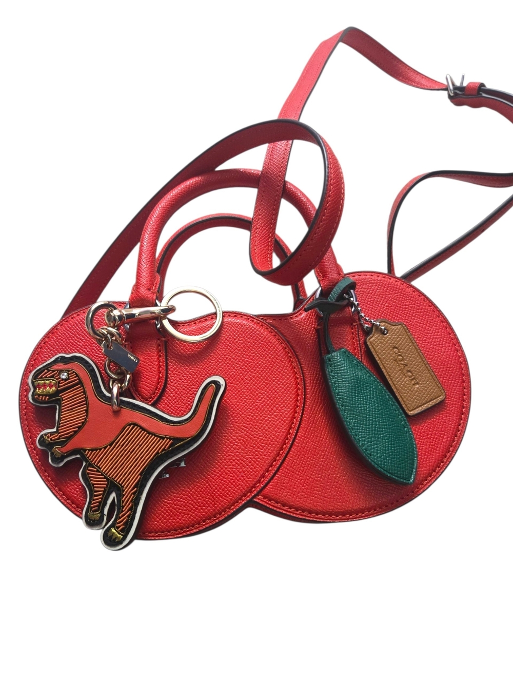 Coach Red Cherry Crossbody Bag with Green Leaf Accent - Picture 2 of 12